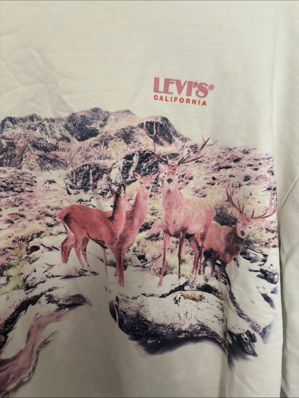 Levi's Cream Crewneck Sweater with Nature Deer Graphic - Picture 4 of 4